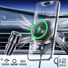 מטען אלחוטי מגנטי לרכב | Qi2 25W | קירור אוויר | RGB | אייפון 17