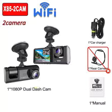 מצלמת רכב 1080P WiFi | Dash Cam קדמית ואחורית עם ראיית לילה