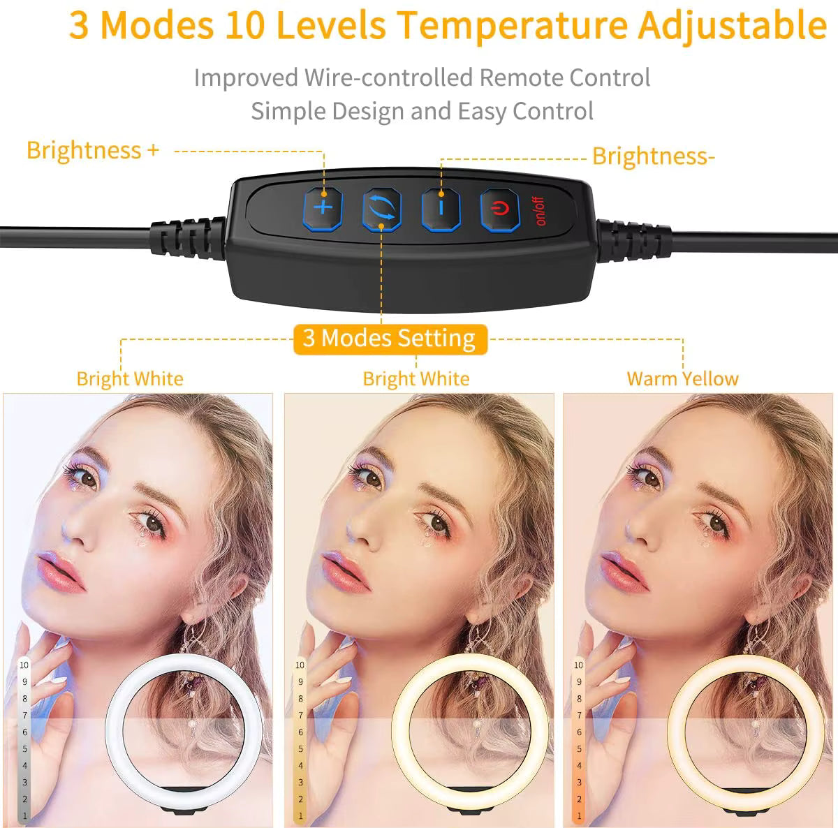 טבעת סלפי LED – מנורת מילוי USB עם חצובה ומחזיק טלפון לטיקטוק ויוטיוב