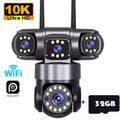 מצלמת אבטחה חיצונית WiFi 10K 20MP עם 4 עדשות | PTZ 360° זום 16X