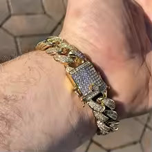 שרשרת קוביית מפוארת לגברים — פלדת אל-חלד עם קריסטלים | היפ הופ