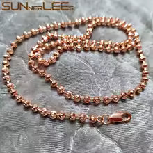 SUNNERLEES C79 N | שרשרת מצופה זהב לבן ורוז | חרוזי חיתוך 4mm-5mm | לגברים ונשים