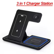 עמדת טעינה אלחוטית מתקפלת 3 ב-1 30W - iPhone, iWatch, AirPods