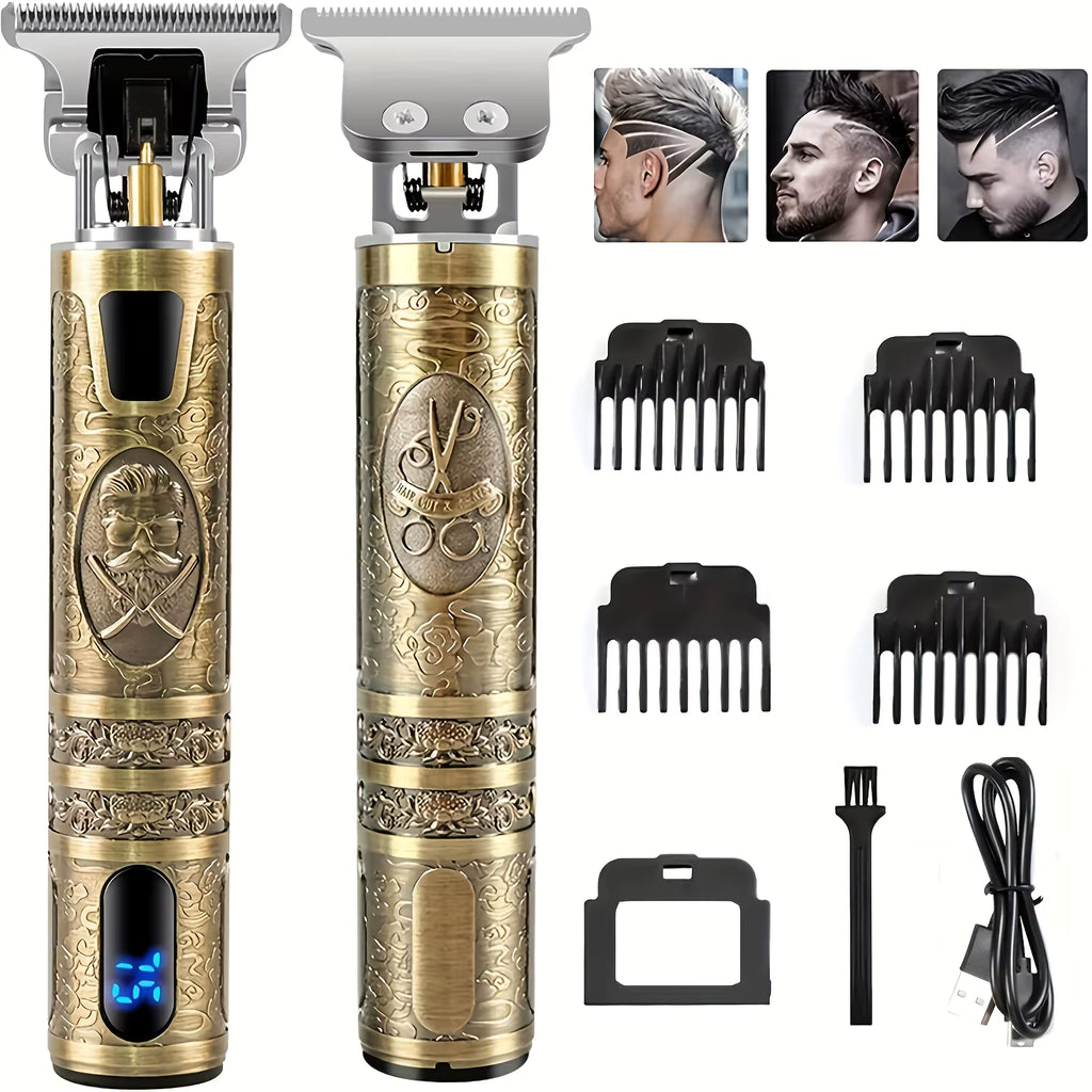 מכונת תספורת שיער חשמלית עם מסך LCD ושמן