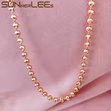 SUNNERLEES C79 N | שרשרת מצופה זהב לבן ורוז | חרוזי חיתוך 4mm-5mm | לגברים ונשים