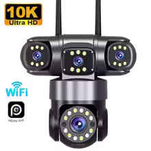 מצלמת אבטחה חיצונית WiFi 10K 20MP עם 4 עדשות | PTZ 360° זום 16X