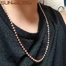 SUNNERLEES C79 N | שרשרת מצופה זהב לבן ורוז | חרוזי חיתוך 4mm-5mm | לגברים ונשים