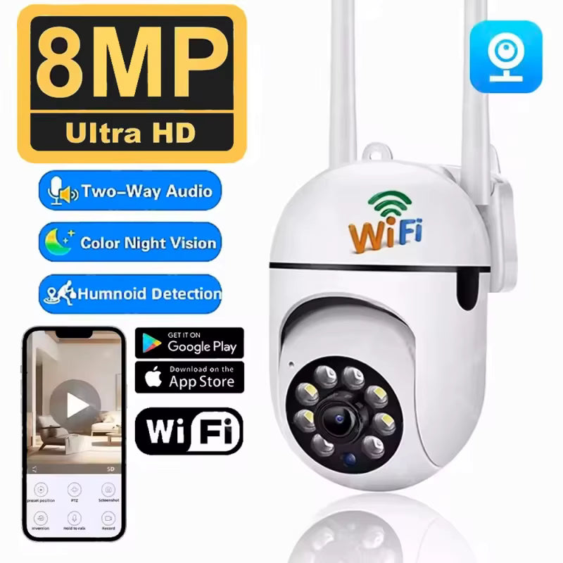 מצלמת אבטחה WiFi 8MP | PTZ 360° | ראיית לילה צבעונית