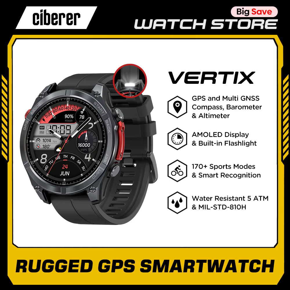 שעון חכם Giberer Vertix Stratos 4 | GPS | AMOLED 1.43" | 170+ ספורט | 5ATM