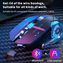 עכבר אלחוטי 2.4G Bluetooth – ארגונומי, שקט ונטען עם תאורת RGB