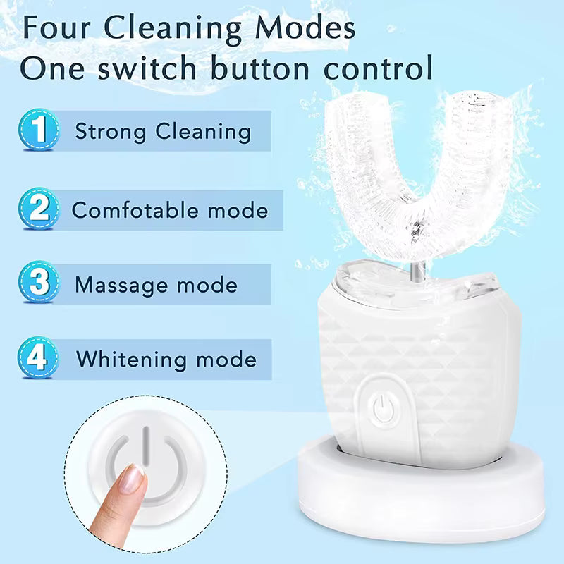 מברשת שיניים חשמלית | צורת U | אולטרסונית | סיליקון | טעינה אלחוטית | עמידה למים