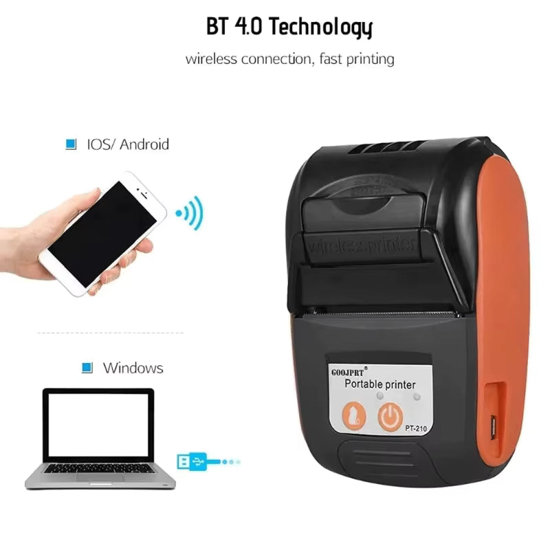 מדפסת קבלות תרמית ניידת MASUNG 2 אינץ' - Bluetooth + USB