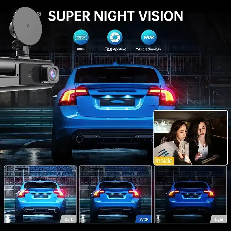 מצלמת רכב 1080P WiFi | Dash Cam קדמית ואחורית עם ראיית לילה