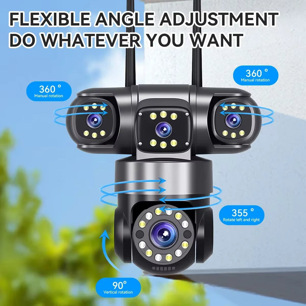 מצלמת אבטחה חיצונית WiFi 10K 20MP עם 4 עדשות | PTZ 360° זום 16X