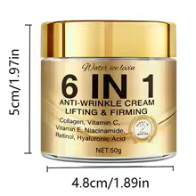 קרם פנים 6 ב-1 | נגד קמטים | קולגן ויטמין C E רטינול | 50 גרם