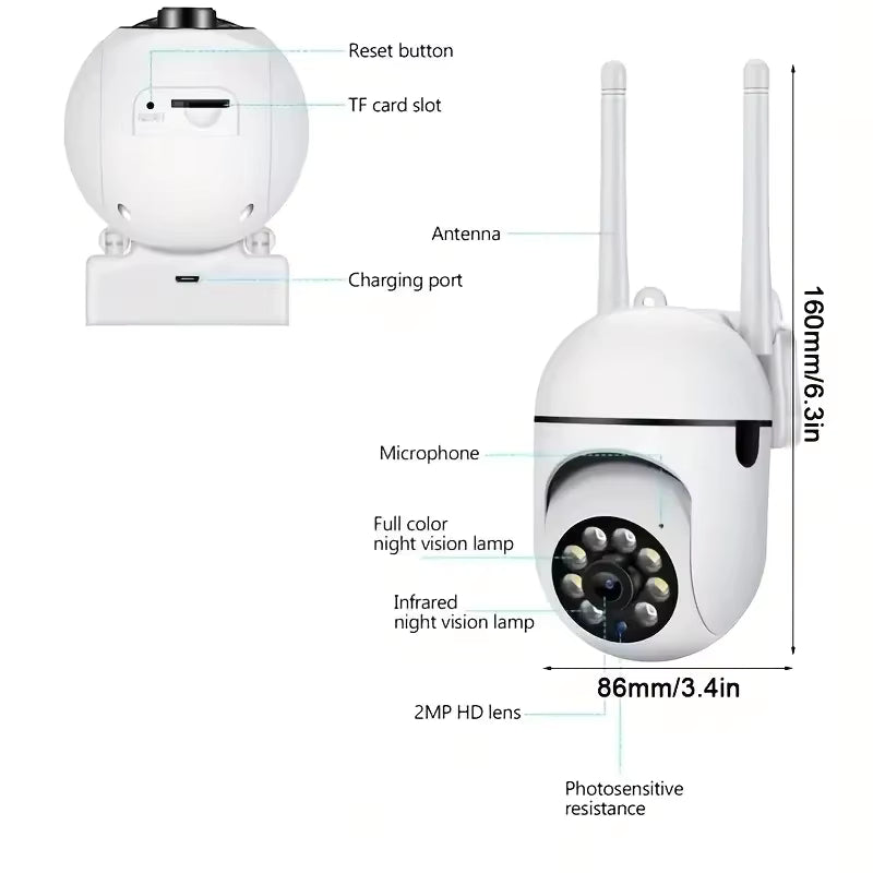 מצלמת אבטחה WiFi 8MP | PTZ 360° | ראיית לילה צבעונית